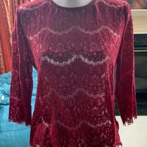 Plum lace long sleeve shirt